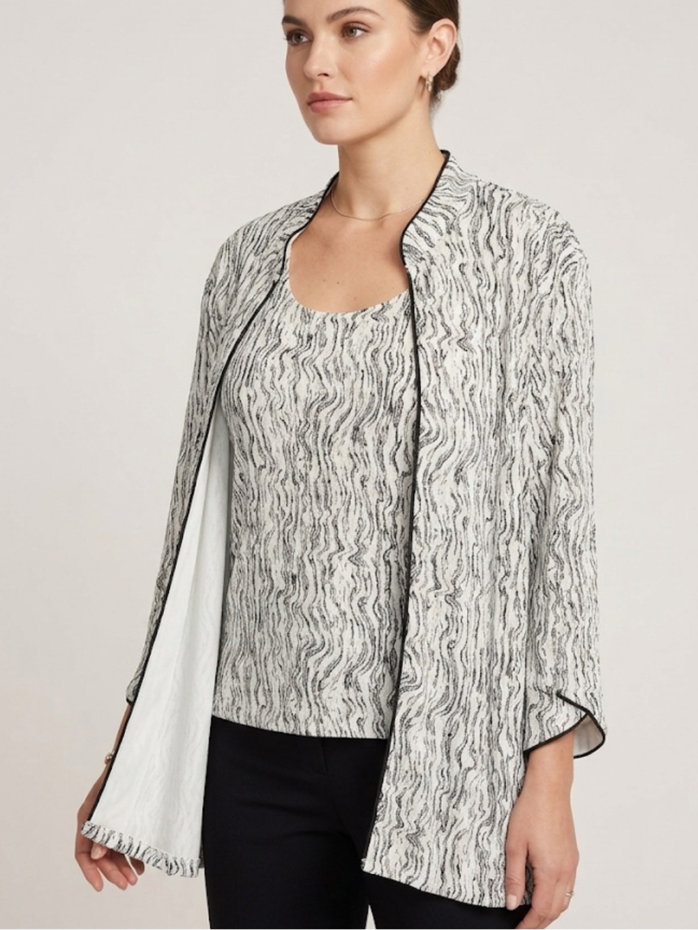 Xscape by Joanna Chen Sparkly Camisole and Lightweight Open Cardigan Set 👵MT
